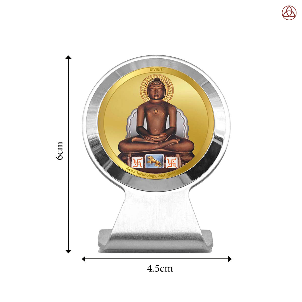 Mahavira | Divine Lord Mahavir Car Dashboard & Tabletop Photo Frame in 24K Gold Plated Foil