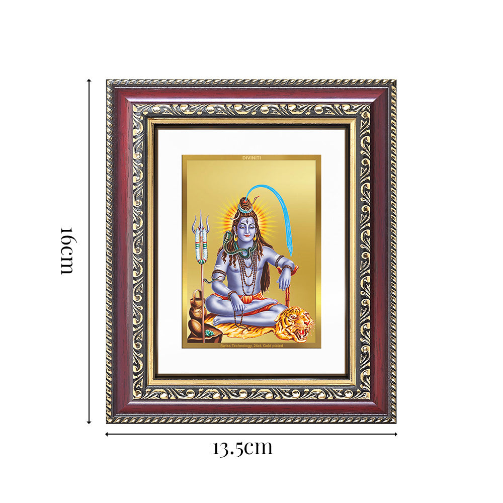 Diviniti 24K Gold Plated Shiva (Classic) Divine Table Top Frame for Home Mandir & Office Decor | Luxury Spiritual Gift