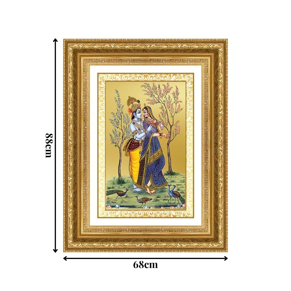 Diviniti 24K Gold Plated Radha Krishna (Classic) Divine Wall Frame for Home Mandir & Office Decor | Luxury Spiritual Gift