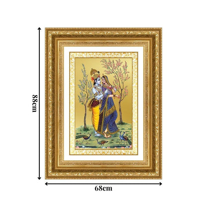 Diviniti 24K Gold Plated Radha Krishna (Classic) Divine Wall Frame for Home Mandir & Office Decor | Luxury Spiritual Gift