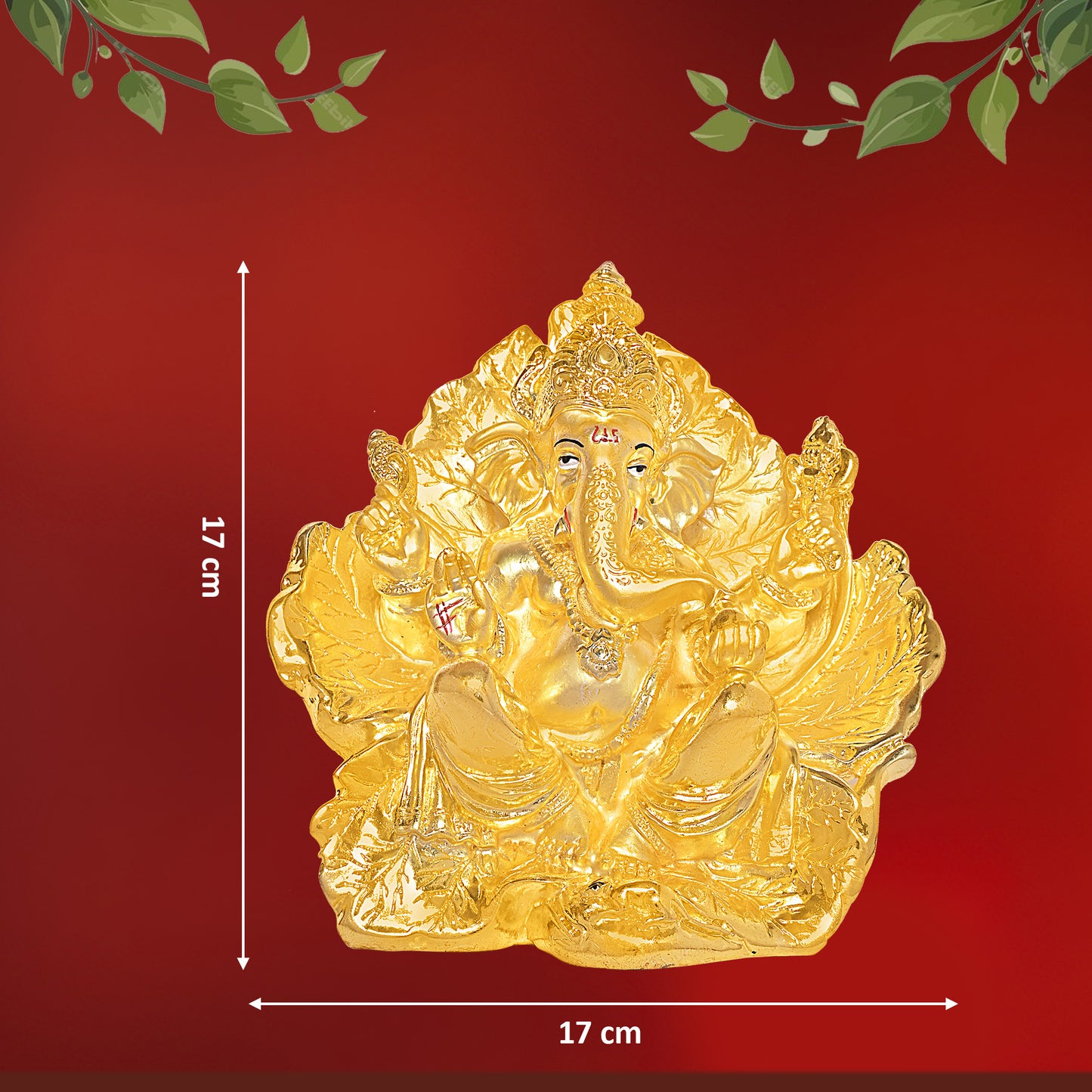Diviniti 24K Gold-Plated Siddhivinayaka Ganesha Idol Statue Luxurious Spiritual Décor & Blessing for Home & Office Puja Room Gift (17x17 CM)