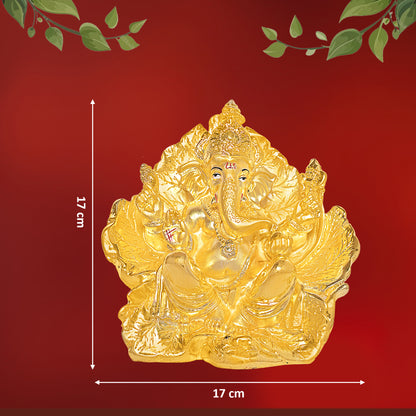Diviniti 24K Gold-Plated Siddhivinayaka Ganesha Idol Statue Luxurious Spiritual Décor & Blessing for Home & Office Puja Room Gift (17x17 CM)