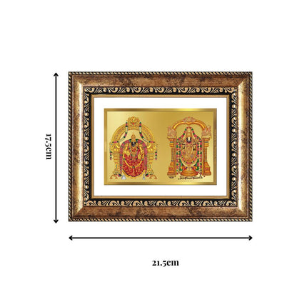 Diviniti 24K Gold Plated Padmavati And Balaji (Classic) Divine Wall and Table Top Frame for Home Mandir & Office Decor | Luxury Spiritual Gift