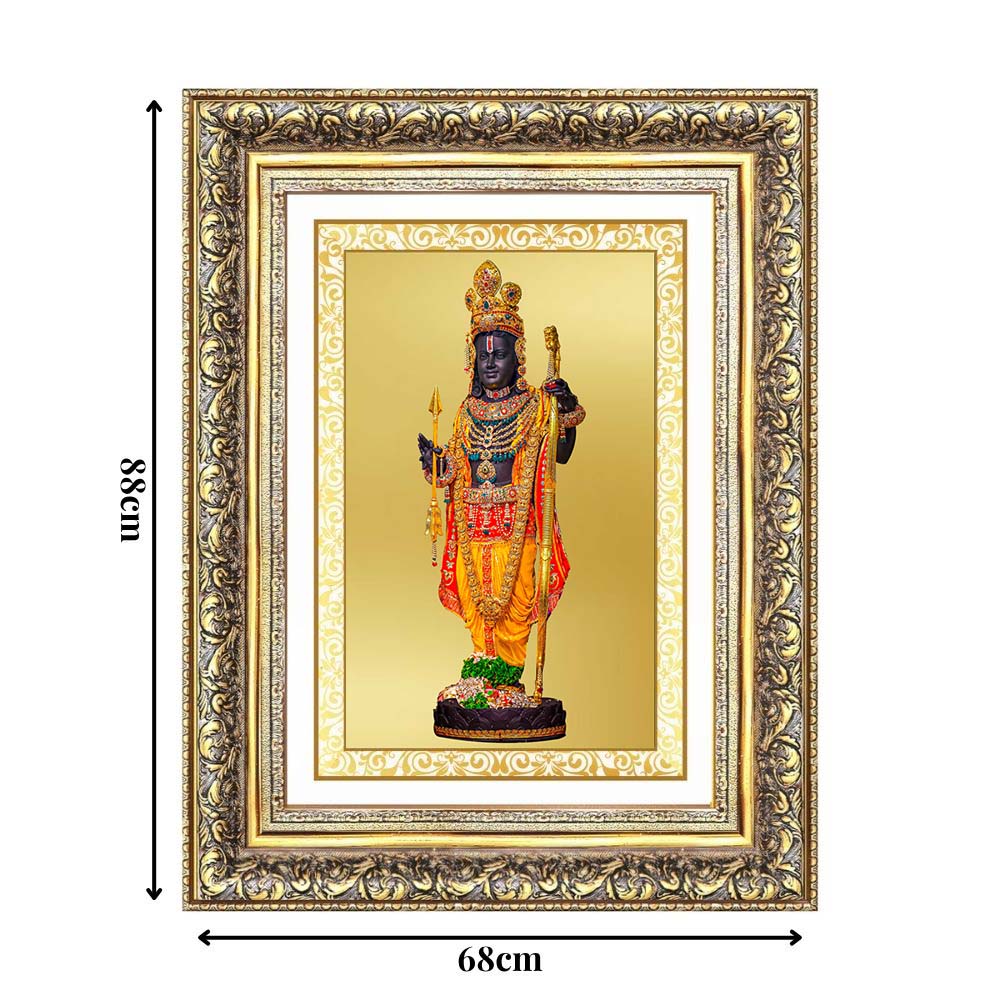 Diviniti 24K Gold Plated Ram Lalla With Arch (Classic) Divine Wall Frame for Home Mandir & Office Decor | Luxury Spiritual Gift