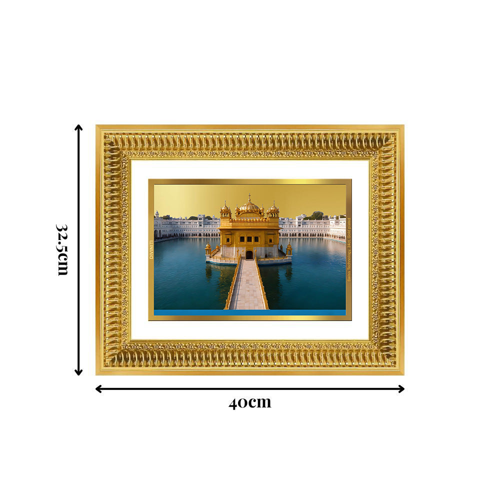 Diviniti 24K Gold Plated Golden Temple (Classic) Divine Wall Frame for Home Mandir & Office Decor | Luxury Spiritual Gift