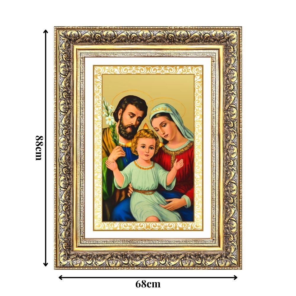 Diviniti 24K Gold Plated Holy Family (Classic) Divine Wall Frame for Home Mandir & Office Decor | Luxury Spiritual Gift