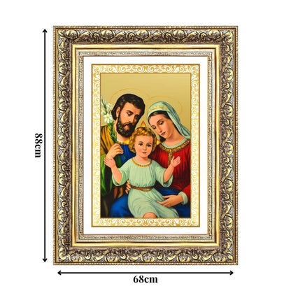 Diviniti 24K Gold Plated Holy Family (Classic) Divine Wall Frame for Home Mandir & Office Decor | Luxury Spiritual Gift