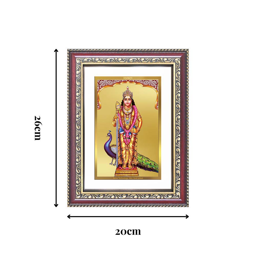 Diviniti 24K Gold Plated Murugan (Classic) Divine Wall Frame for Home Mandir & Office Decor | Luxury Spiritual Gift