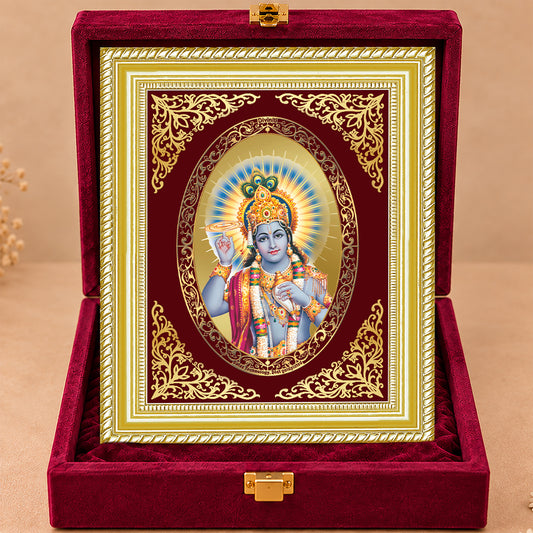 24K Gold-Plated Lord Vishnu Frame | Premium Gift Box | 35x27 CM