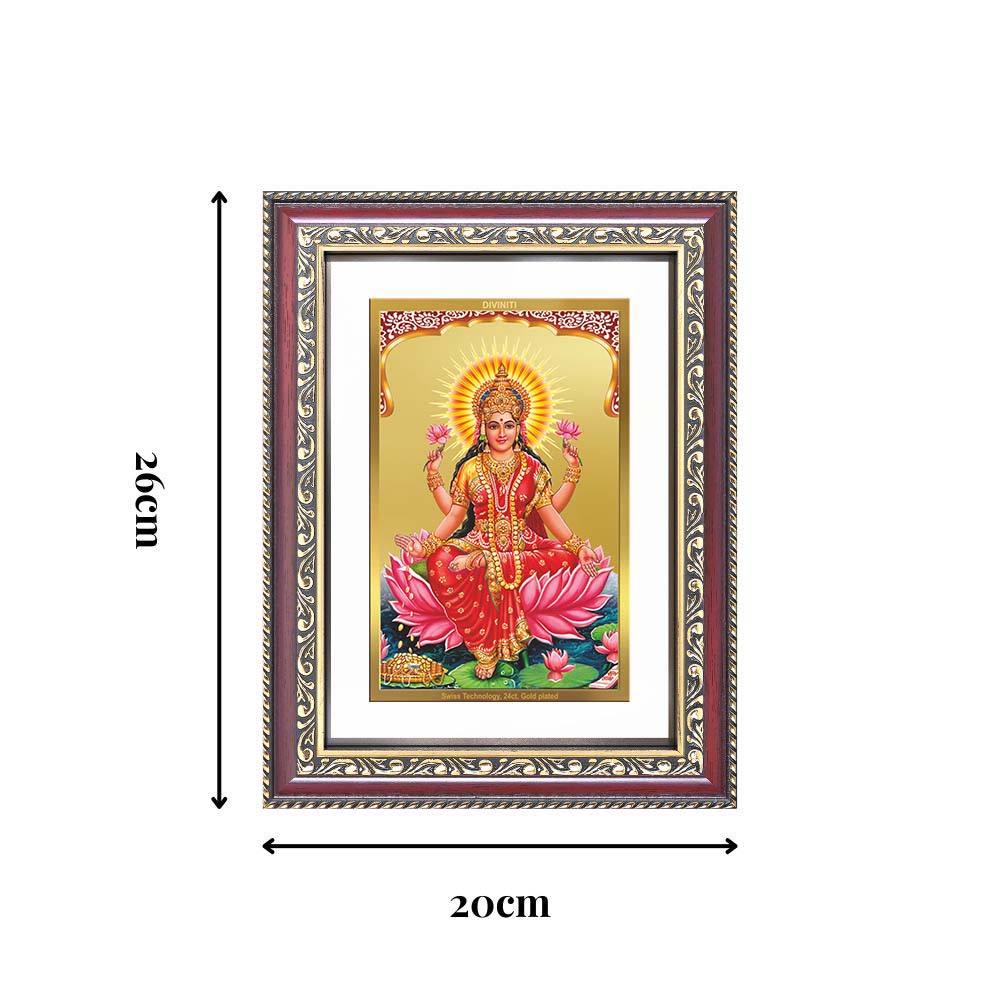Diviniti 24K Gold Plated Lakshmi (Classic) Divine Wall Frame for Home Mandir & Office Decor | Luxury Spiritual Gift
