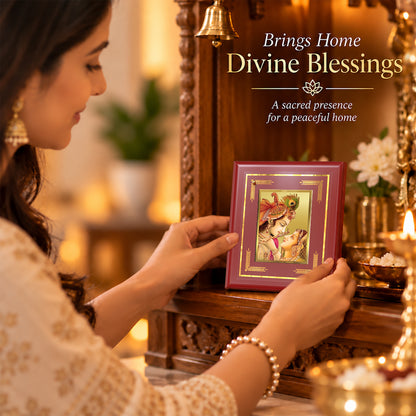 24K Gold-Plated Radha Krishna MDF Frame | Premium Gift Box | 13.5x16 CM