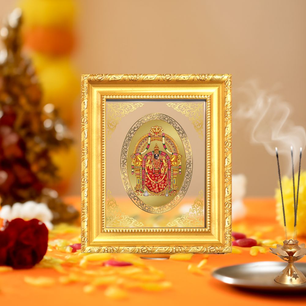 Goddess Padmavati Devi Divine Jain Protector Sacred Blessings Royal Tabletop Frame in 24K Gold Plated Foil