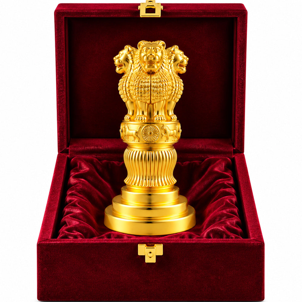 24K Gold-Plated Ashoka Stambh | Premium Gift Box | 15x7 CM