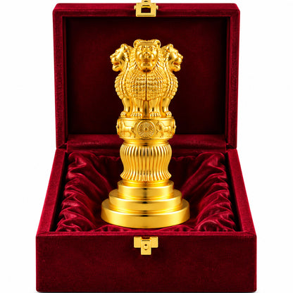 24K Gold-Plated Ashoka Stambh | Premium Gift Box | 15x7 CM