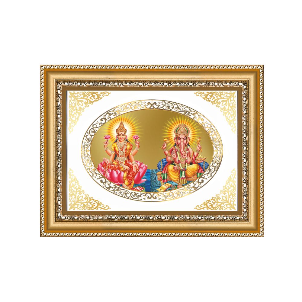 Lakshmi Ganesh | Divine Prosperity Wall & Tabletop Royal Photo Frame in 24K Gold Plated Foil