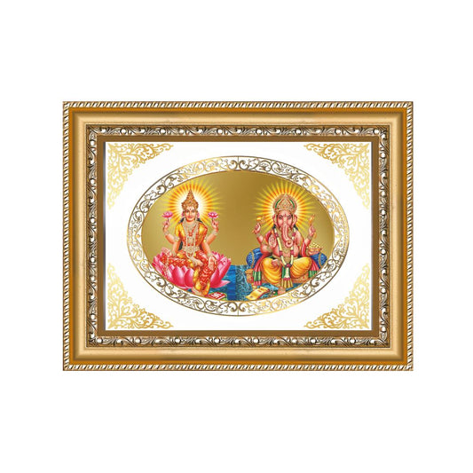 Lakshmi Ganesh | Divine Prosperity Wall & Tabletop Royal Photo Frame in 24K Gold Plated Foil
