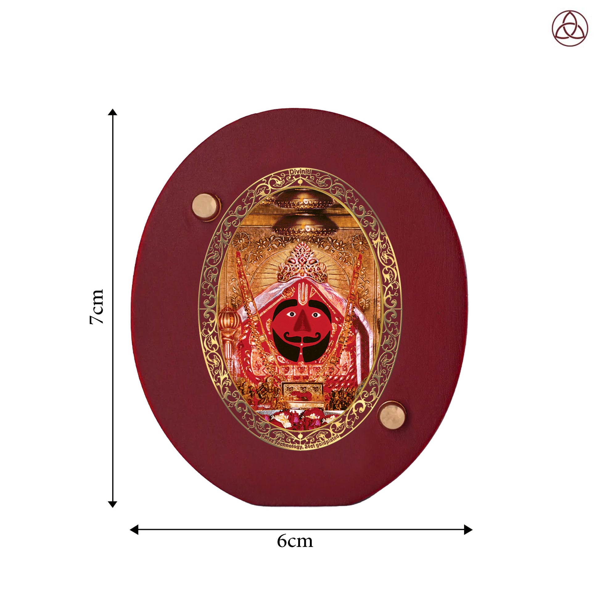 Salasar Balaji Car Dashboard & Tabletop Photo Frame, 24K gold-plated, 7x6 cm, intricate design.