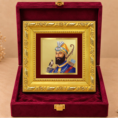 24K Gold-Plated Guru Gobind Singh Frame | Premium Gift Box | 10x10 CM