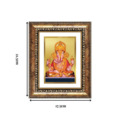 Diviniti 24K Gold Plated Dagadu Ganesha (Classic) Divine Wall and Table Top Frame for Home Mandir & Office Decor | Luxury Spiritual Gift
