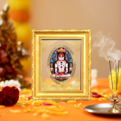 Lord Adinath (Rishabhdev) Divine Jain Tirthankara Sacred Peace Royal Tabletop Frame in 24K Gold Plated Foil