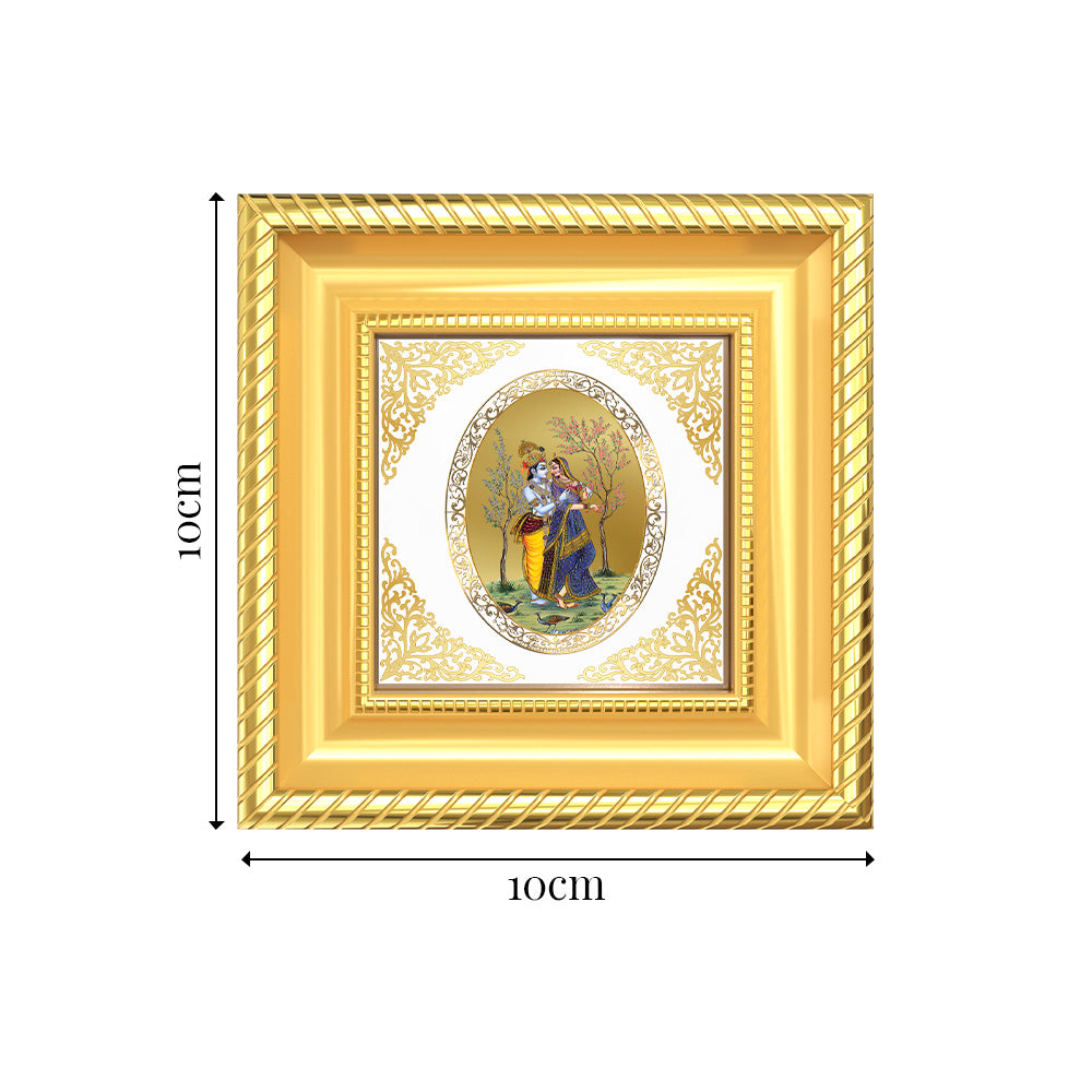 Radha Krishna | Divine Eternal Love Royal Tabletop Photo Frame in 24K Gold Plated Foil