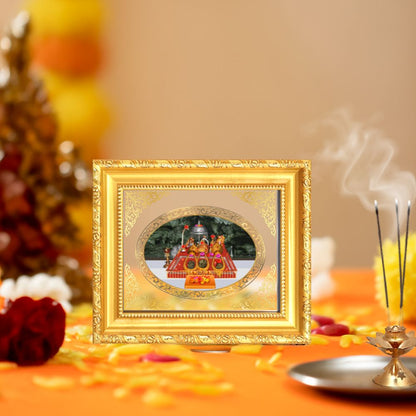 Mata Ka Darbar Divine Vaishno Devi Sacred Shakti & Blessings Royal Tabletop Frame in 24K Gold Plated Foil