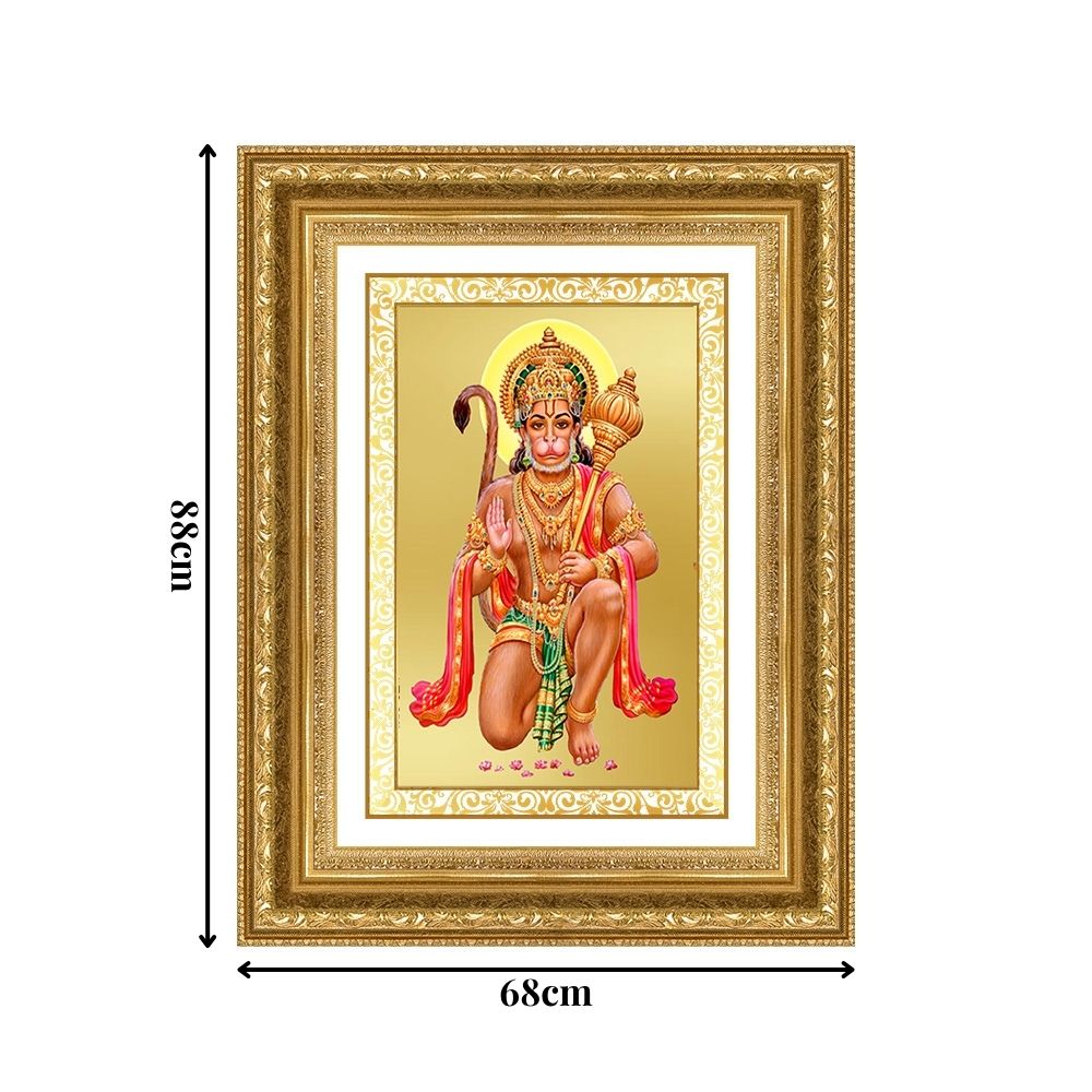 Diviniti 24K Gold Plated Hanuman With Blessings (Classic) Divine Wall Frame for Home Mandir & Office Decor | Luxury Spiritual Gift