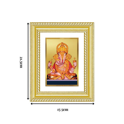 Diviniti 24K Gold Plated Dagadu Ganesha (Classic) Divine Wall and Table Top Frame for Home Mandir & Office Decor | Luxury Spiritual Gift