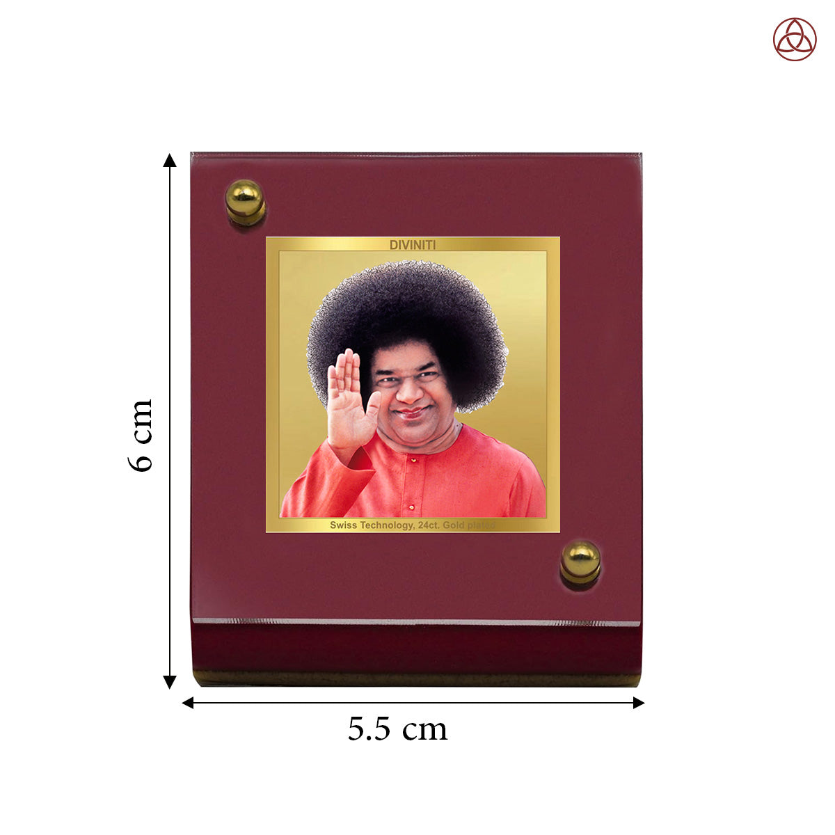 Satya Sai Baba | Divine Sai Baba Car Dashboard & Tabletop Photo Frame in 24K Gold Plated Foil