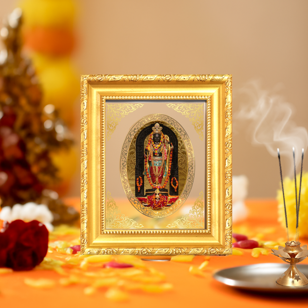 Ram Lalla Divine Child Form of Lord Ram Sacred Blessings Royal Tabletop Frame in 24K Gold Plated Foil