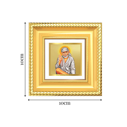 Diviniti Sai Baba with Blessings Tabletop Photo Frame in 24K Gold Plated Foil | Faith, Peace & Divine Grace | DG015S1A (10x10 CM)
