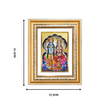 Diviniti 24K Gold Plated Vishnu Lakshmi (Classic) Divine Wall and Table Top Frame for Home Mandir & Office Decor | Luxury Spiritual Gift