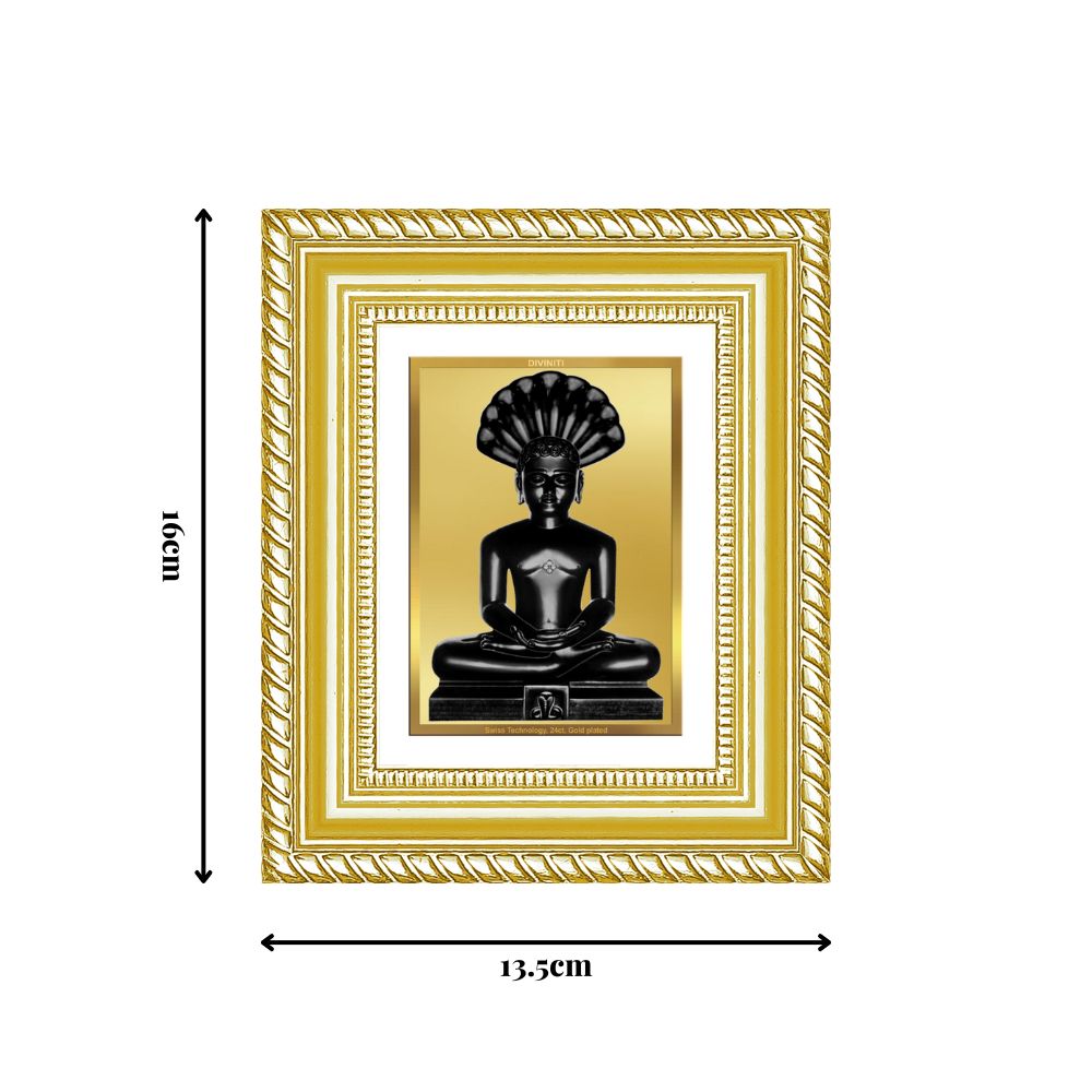 Diviniti 24K Gold Plated Parshvanath Divine Table Top Frame for Home Mandir & Office Decor | Luxury Spiritual Gift