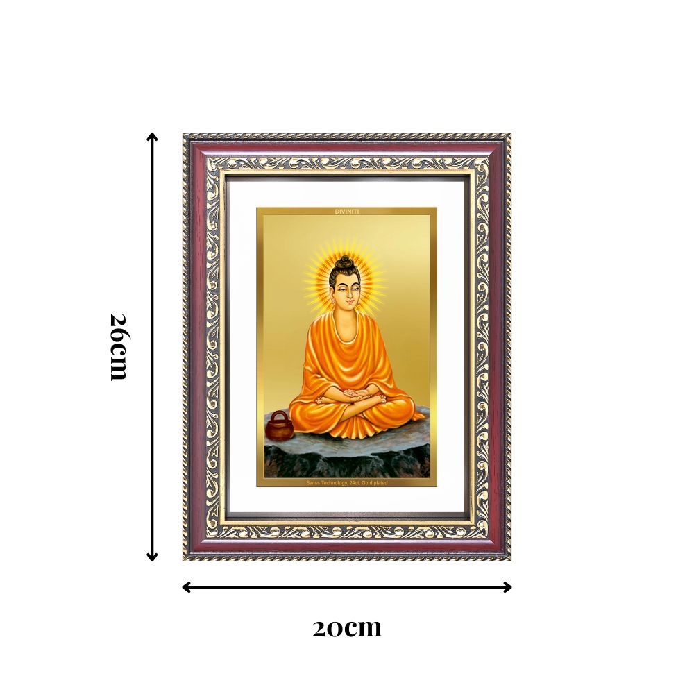 Diviniti 24K Gold Plated Buddha (Classic) Divine Wall Frame for Home Mandir & Office Decor | Luxury Spiritual Gift
