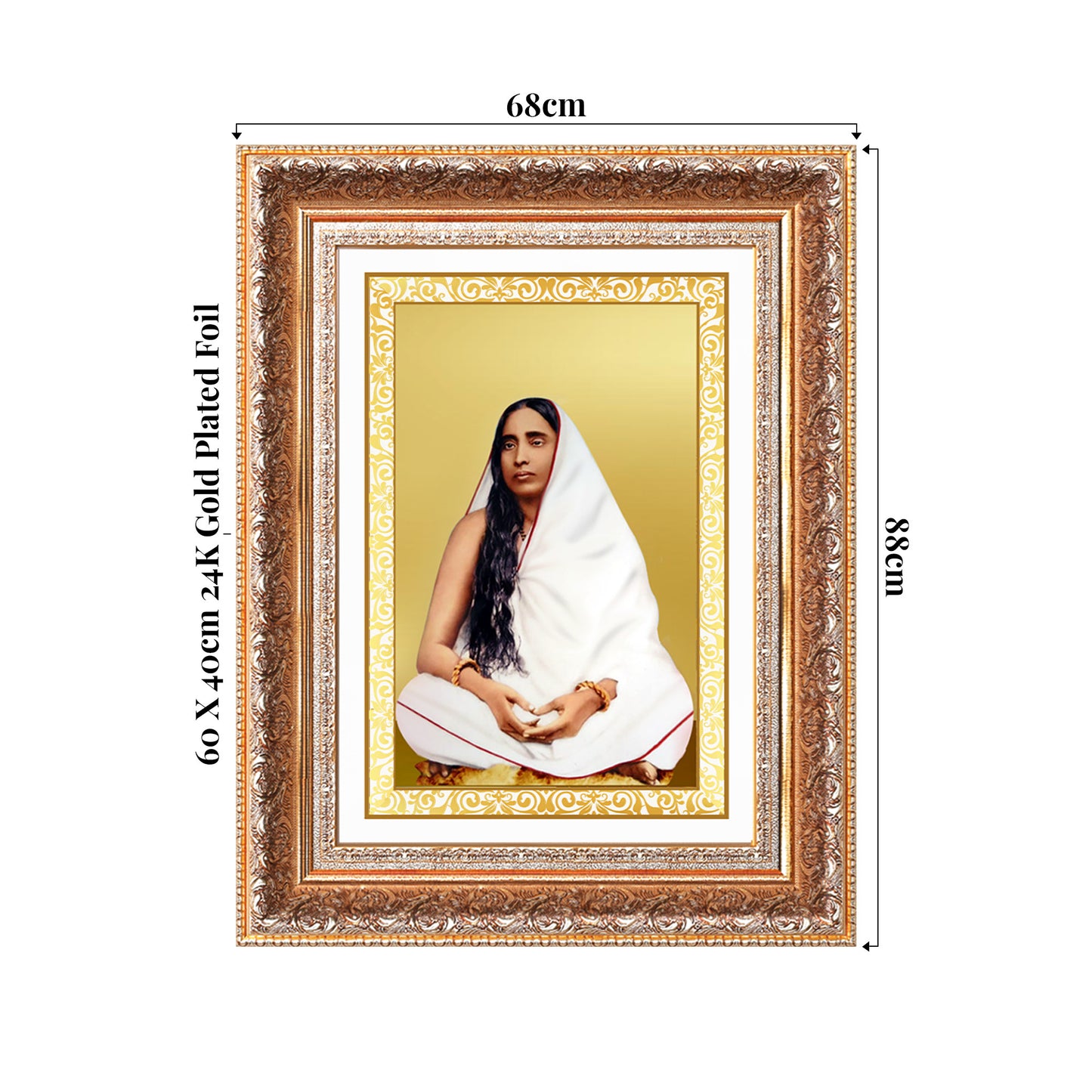 Holy Mother Sarada Devi | Divine Consort of Sri Ramakrishna Wall Photo Frame in 24K Gold Plated Foil