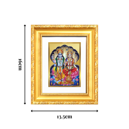 Diviniti 24K Gold Plated Vishnu Lakshmi |Divine Table Top Frame for Home Mandir & Office Decor | Luxury Spiritual Gift
