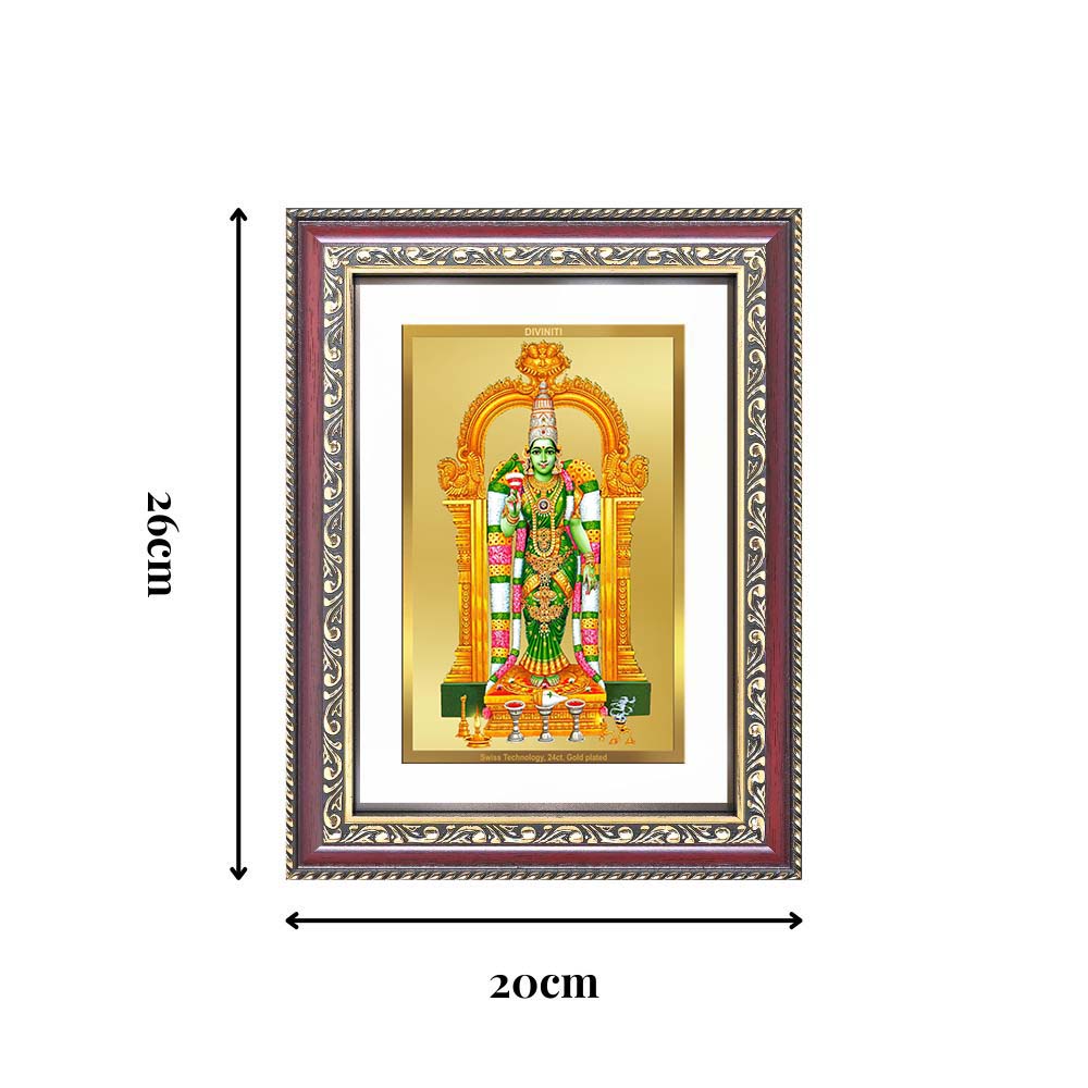 Diviniti 24K Gold Plated Meenakshi Amman (Classic) Divine Wall Frame for Home Mandir & Office Decor | Luxury Spiritual Gift