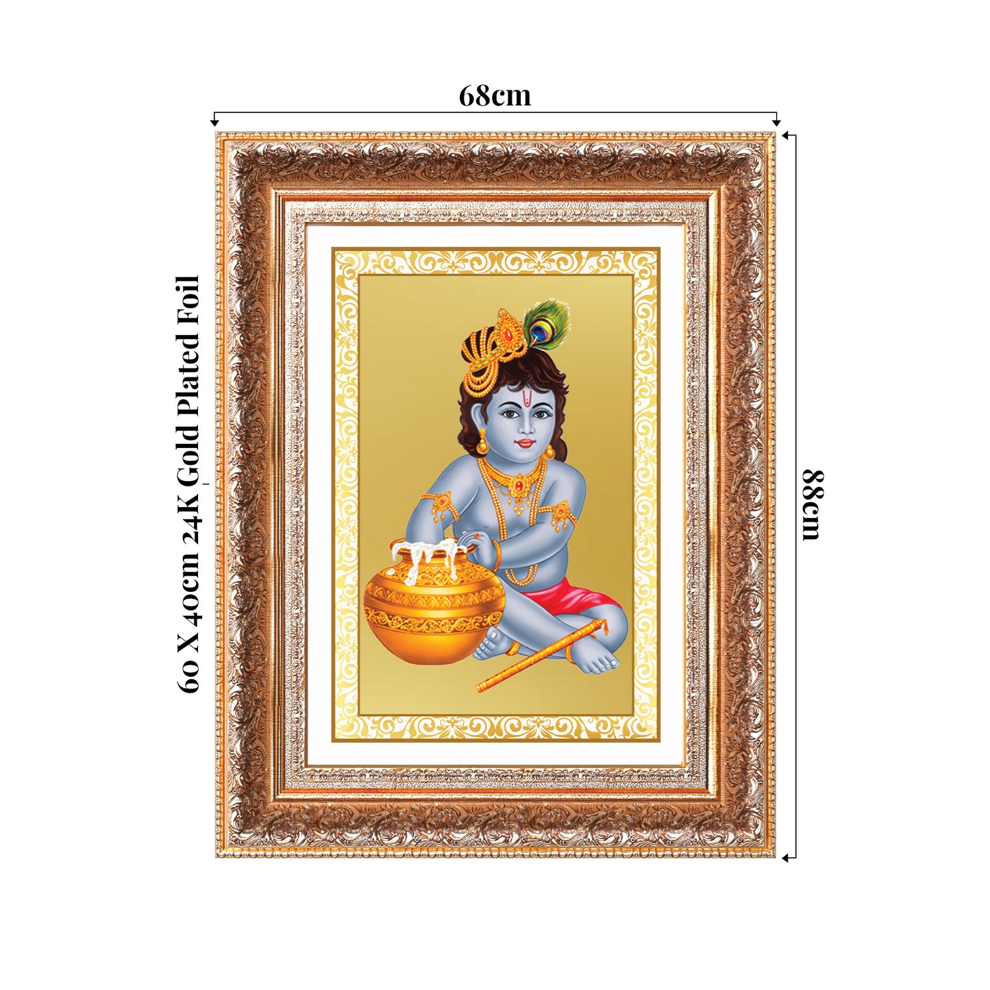 Makhan Gopal | Baby Krishna | Devakinandana for Wall Photo Frame in 24K Gold Plated Foil