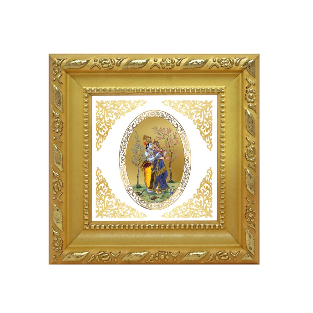 Radha Krishna | Divine Eternal Love Royal Tabletop Photo Frame in 24K Gold Plated Foil