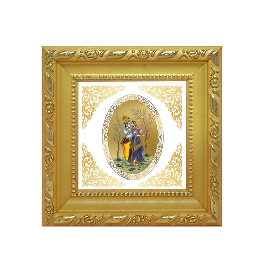 Radha Krishna | Divine Eternal Love Royal Tabletop Photo Frame in 24K Gold Plated Foil