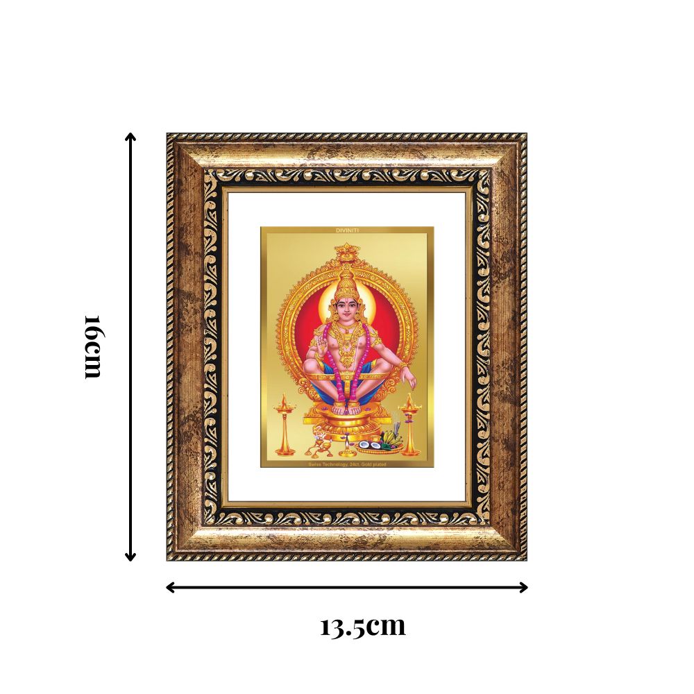 Diviniti 24K Gold Plated Ayyappan Divine Table Top Frame for Home Mandir & Office Decor | Luxury Spiritual Gift