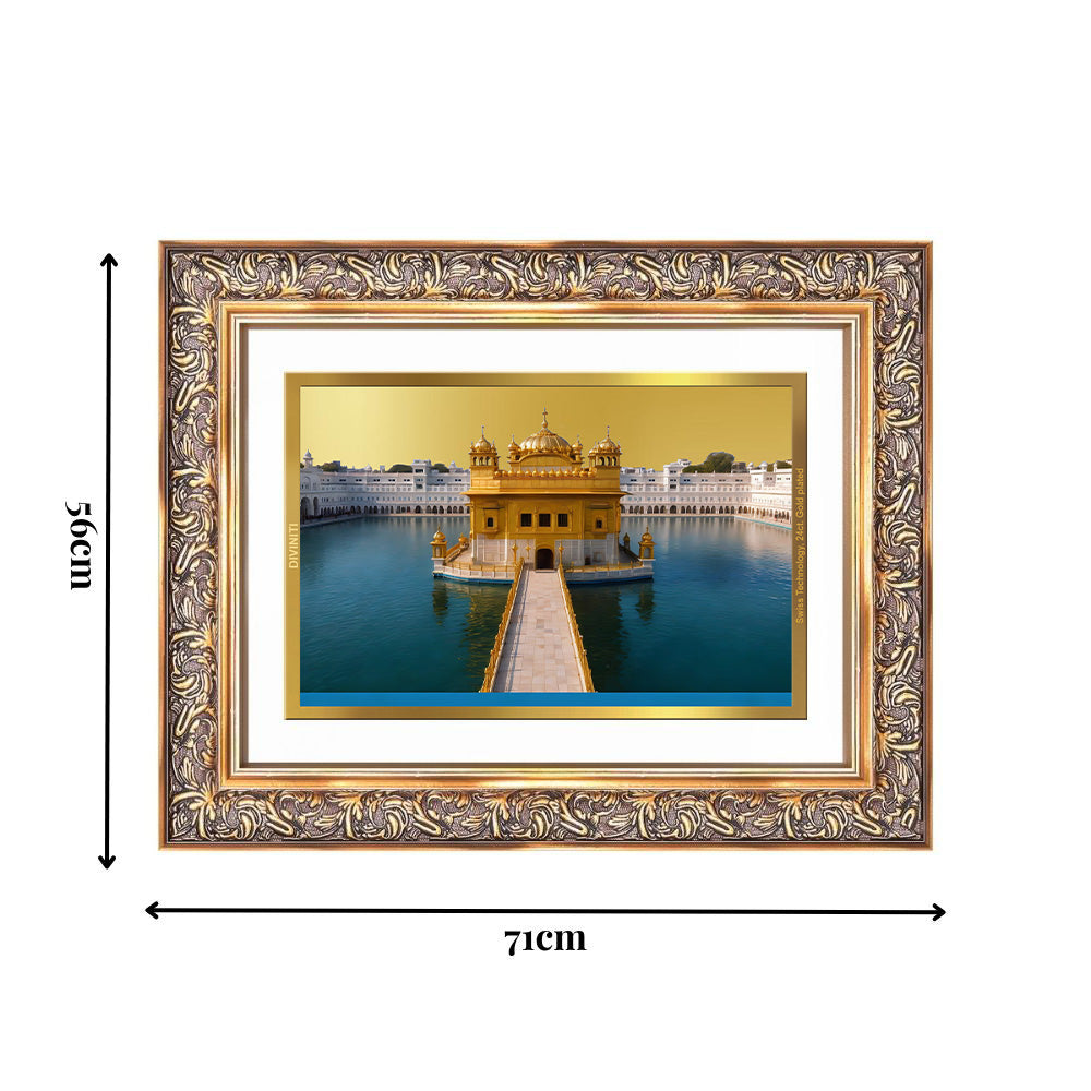 Diviniti 24K Gold Plated Golden Temple (Classic) Divine Wall Frame for Home Mandir & Office Decor | Luxury Spiritual Gift
