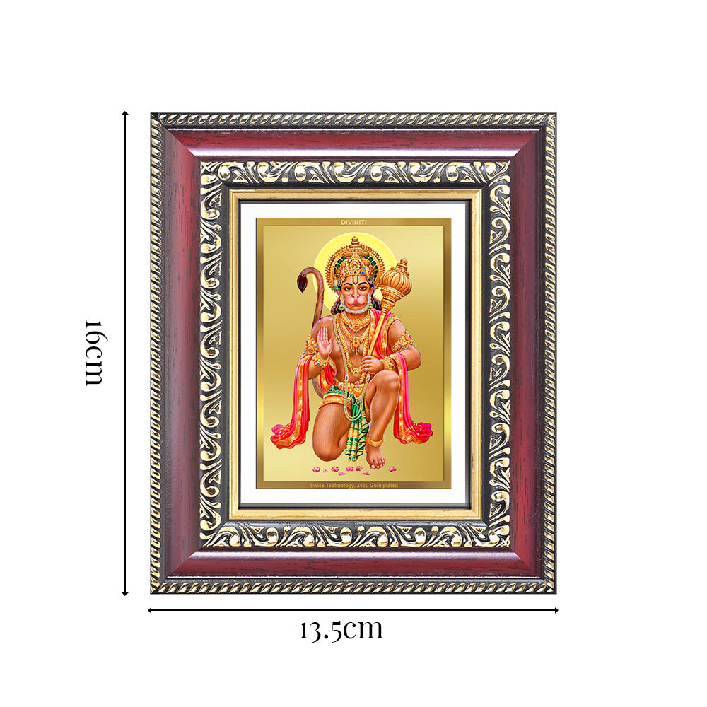 Diviniti 24K Gold Plated Hanuman With Blessings (Classic) Divine Table Top Frame for Home Mandir & Office Decor | Luxury Spiritual Gift