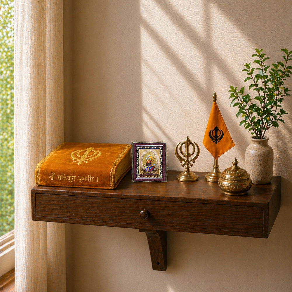 Diviniti 24K Gold Plated Guru Gobind Singh Ji |Sacred Sikh Table Top Royal Photo Frame for Home Decor & Office Ambiance | Premium Spiritual Gift