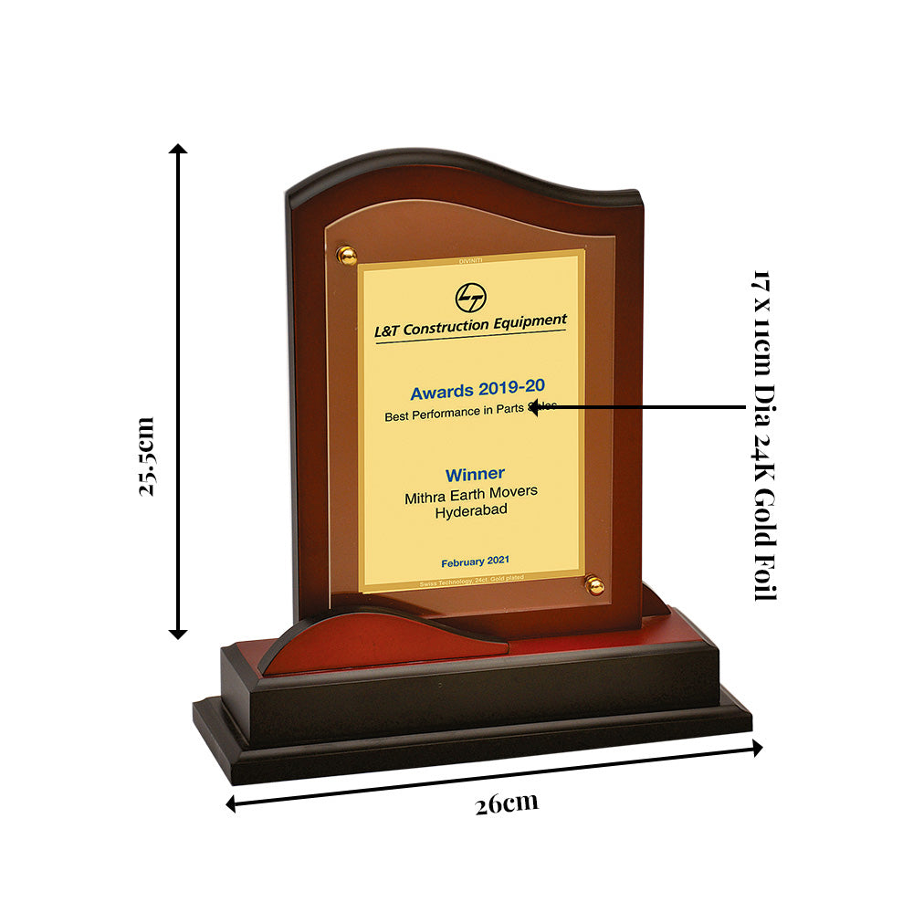 Customized MDF Memento With Matter Printed on 24K Gold Plated Foil For Corporate Gifting
