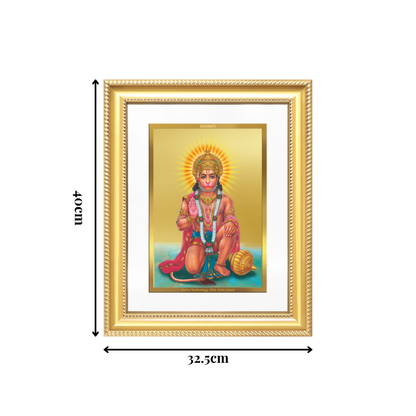 Diviniti 24K Gold Plated Ashirwad Hanuman (Classic) Divine Wall Frame for Home Mandir & Office Decor | Luxury Spiritual Gift
