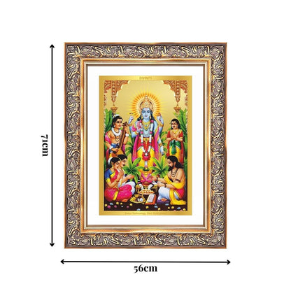 Diviniti 24K Gold Plated Satyanarayan (Classic) Divine Wall Frame for Home Mandir & Office Decor | Luxury Spiritual Gift