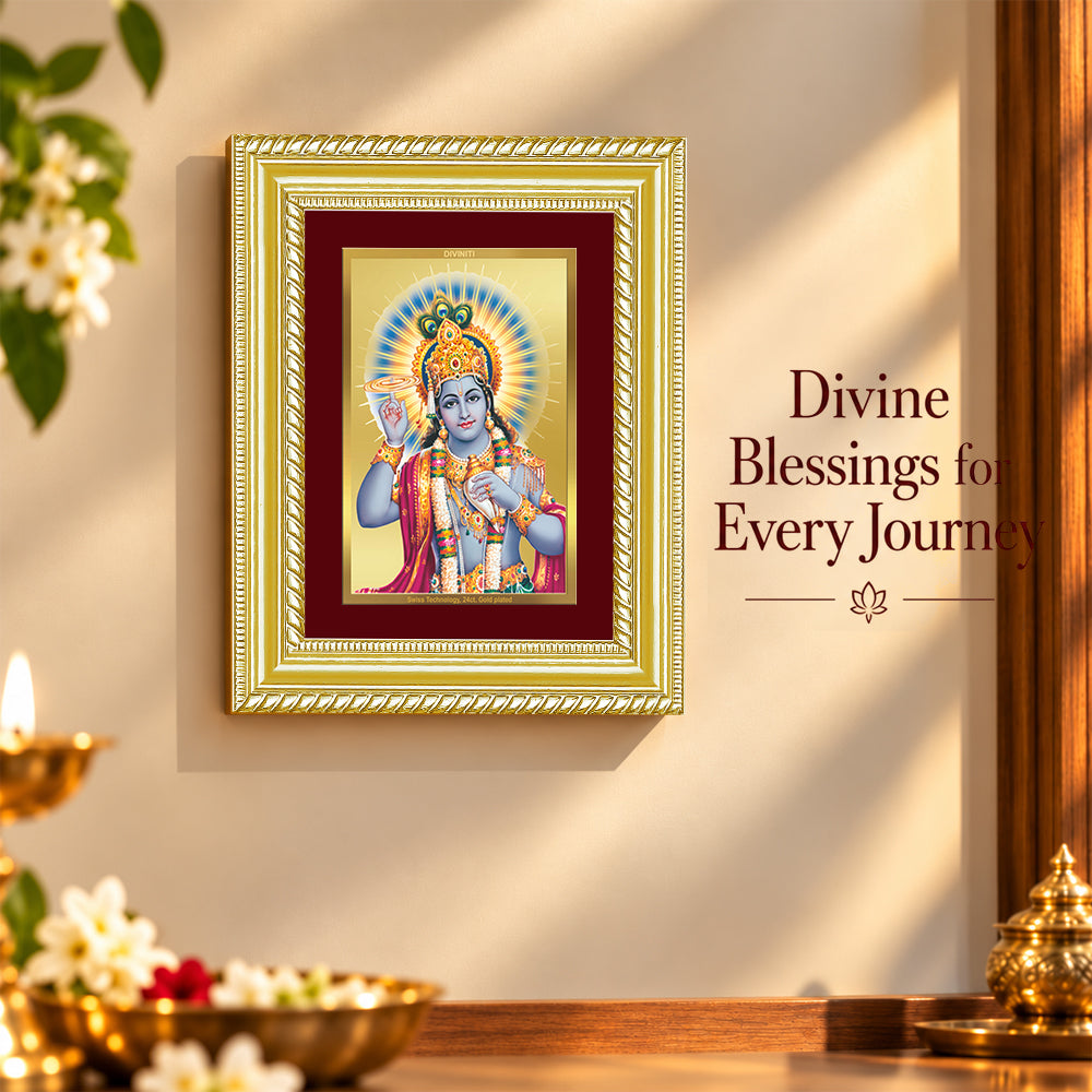 24K Gold-Plated Lord Vishnu Frame | Premium Gift Box | 21.5x17.5 CM