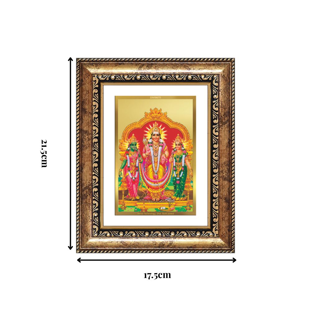 Diviniti 24K Gold Plated Murugan Velli (Classic) Divine Wall and Table Top Frame for Home Mandir & Office Decor | Luxury Spiritual Gift