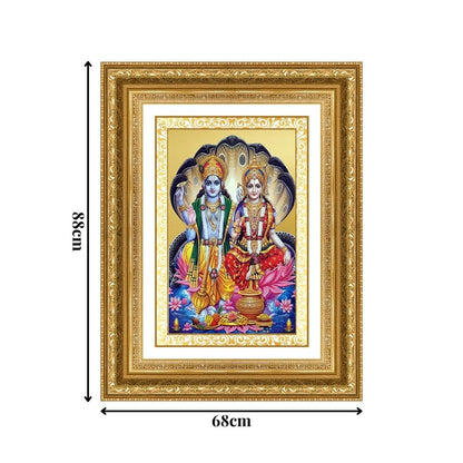 Diviniti 24K Gold Plated Vishnu Lakshmi (Classic) Divine Wall Frame for Home Mandir & Office Decor | Luxury Spiritual Gift